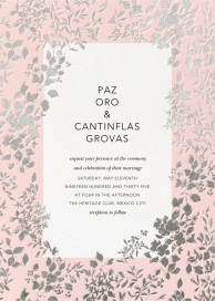 Silver Foil Pressed Flowers Invitation