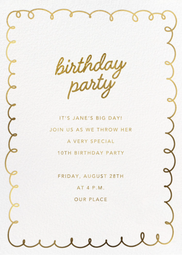 Squiggle Border - Birthday Invitation by Sugar Paper