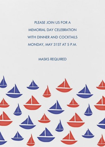 Sailboat Pattern - Memorial Day Invitation by Linda and Harriett