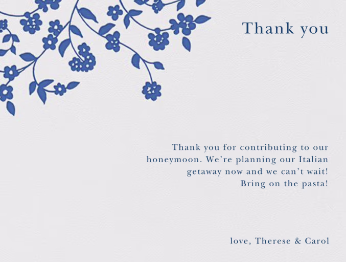 Floral Trellis I (Stationery) - Thank You Card by Oscar de la Renta