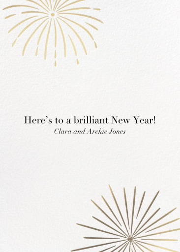2027 Gold Fireworks New Year Card - Back
