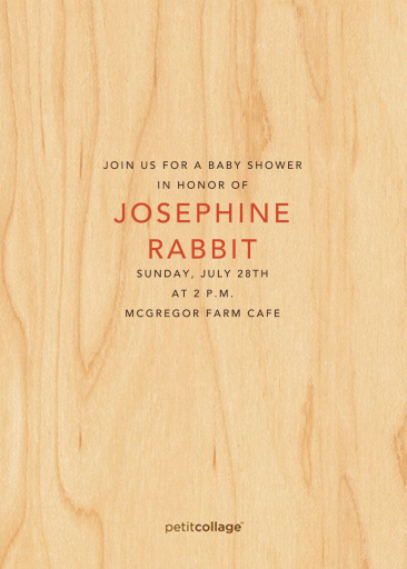 Invitación para el desfile Safari (a doble cara) de Petit Collage - Reverso