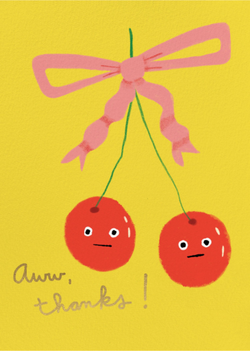 The Cherry Stare - Business Greeting Card by Carolyn Suzuki Studio