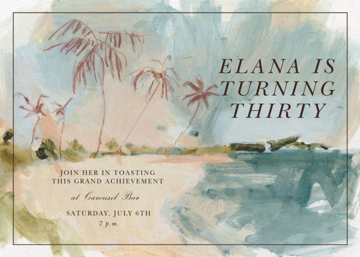 Shorefront Palms - Birthday Invitation by Oscar de la Renta
