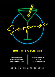 Einladung im Neon-Martini-Glas-Design