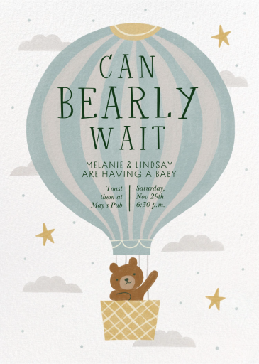 Hot Air Balloon Bear - Engagement Party Invitation by Paperless Post