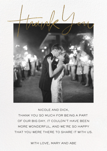Cursive Black and White (Photo) - Thank You Card by Paperless Post