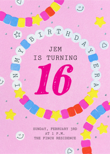 Friendship Bracelet - Sweet 16 Invitation by Paperless Post