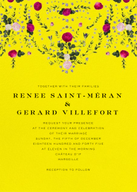 Invitación con un alegre diseño floral en forma de enredadera