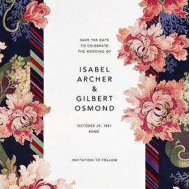 Rose Floral Ikat (Square) - Save the Date by Oscar de la Renta