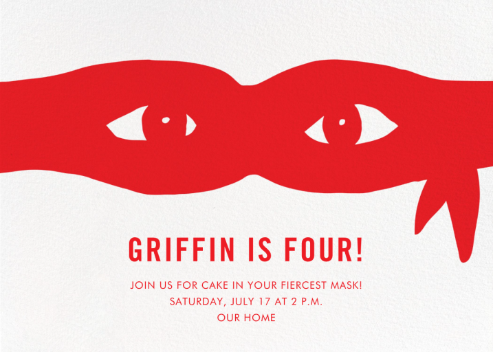 Ninja Mask - Birthday Invitation by Linda and Harriett