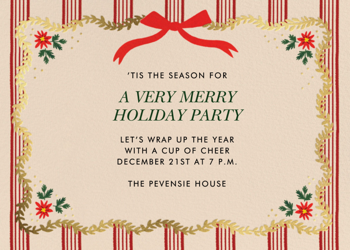 Festive Ribbon Holiday Invitation