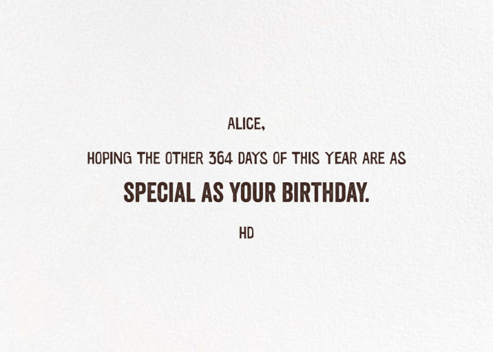 Bird and Hippo (Chris Sasaki) - Birthday Card by Red Cap Cards - Back