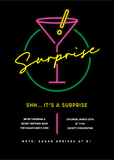 Neon Martini - '80s Theme Party Invitation by Paperless Post