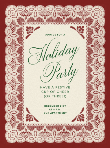 Red Lace Border Holiday Invitation