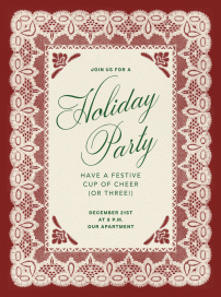 Vintage Red Lace Border Invitation