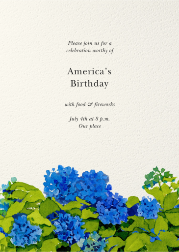Hydrangea Season - 4th of July Invitation by Felix Doolittle