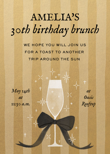Pink Striped Champagne Invitation