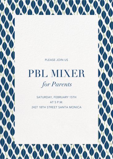 You're invited to "PBL Parent Mixer." Tap here to RSVP - Paperless Post Card