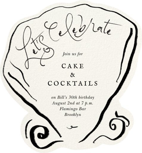 Shell and Script - Let's Celebrate - Invitation by Ten Story Stationery