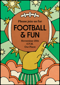 Einladung im Retro-Fußball-Comic-Stil