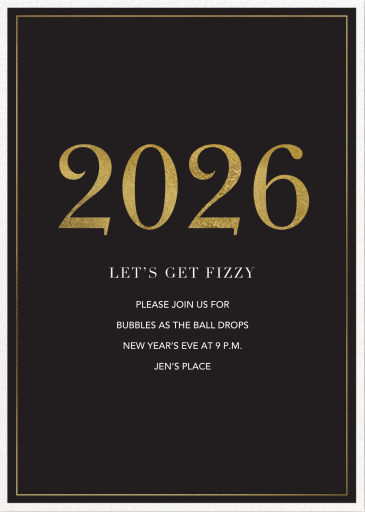 Classic Black and Gold Border - New Year's Eve Invitation by Sugar Paper
