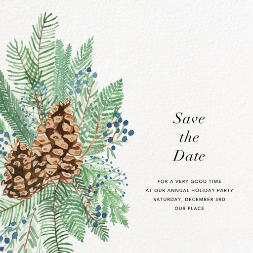 Pine Cone and Juniper - Holiday Save the Date by Paperless Post