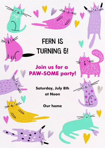 Cats in Hats - Birthday Invitation by Hello!Lucky