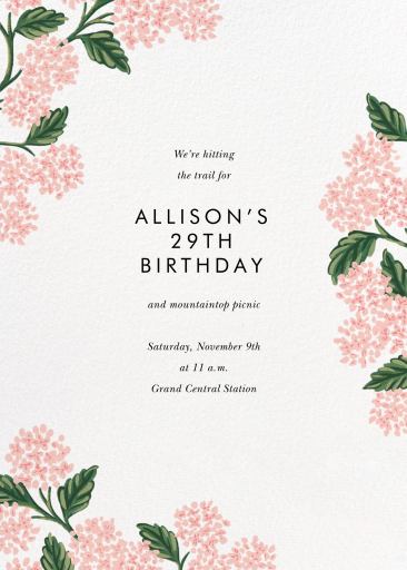 Marco de hortensias - Invitación de cumpleaños de Rifle Paper Co.