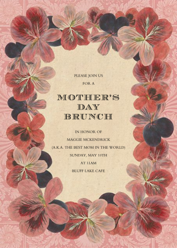 Pelargonium (Invitation) - Mother's Day Invitation by John Derian