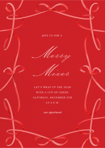 Ribbons and Bows - Holiday Party Invitation by  Monique Lhuillier