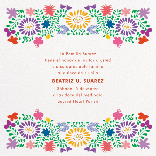 Oaxacan Flowers - Quinceañera Invitation by Paperless Post