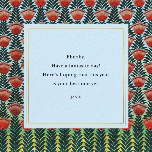 Climbing Poppies - Birthday Card by Oscar de la Renta