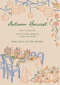 Invitación a la cena de la cosecha de otoño