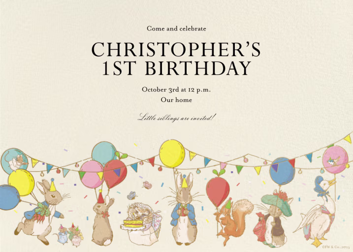 Garden Friends - Birthday Invitation by Peter Rabbit