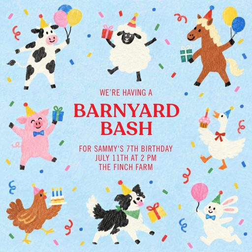 Barnyard Animal Birthday Invitation