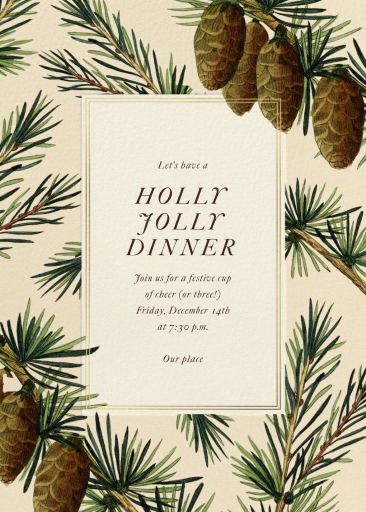 Pine and Sprig Border - Winter Party Invitation by John Derian