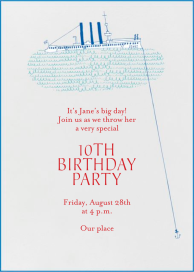 Titanic Ship Red & Blue Invitation