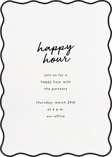 Black Wavy Edge - Happy Hour Invitation by Sugar Paper