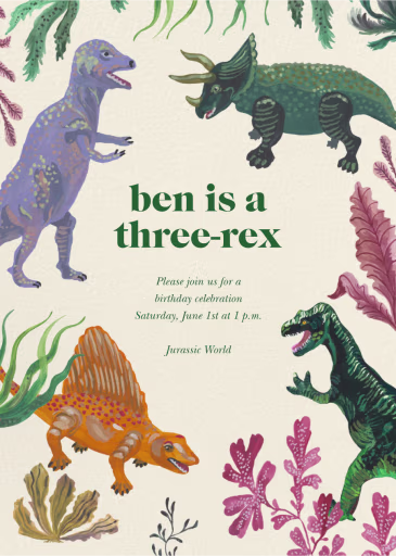 Dino Garden - Birthday Invitation by Nathalie Lété