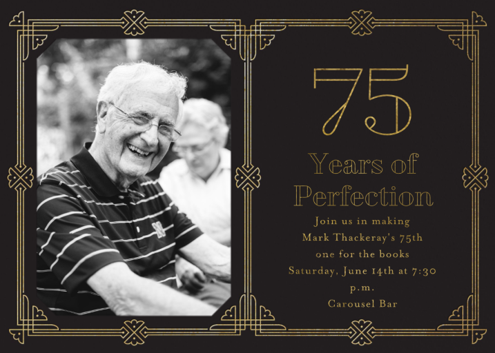 Gilt Border Birthday - 75th Birthday Invitation by Paperless Post