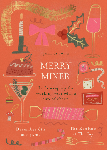 Festive in Pink - Corporate Holiday Party Invitation by Maisy Summer