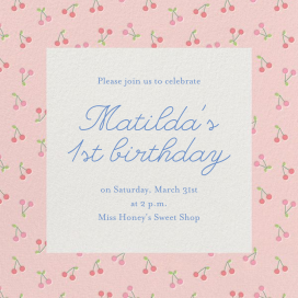 Cherry Baby - First Birthday Invitation by Little Cube