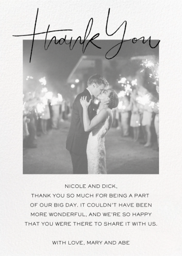 Cursive Black and White (Photo) - Thank You Card by Paperless Post