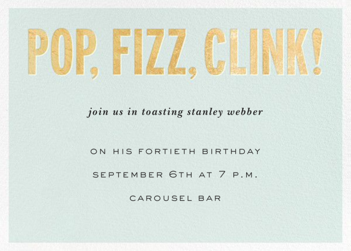 Pop Fizz Clink! (Horizontal) - Party Invitation by kate spade new york