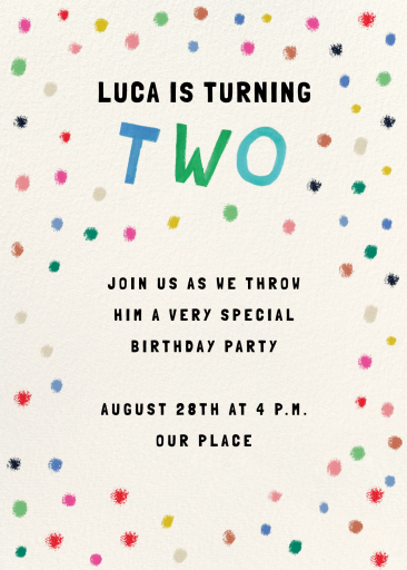 Confetti Dots - Birthday Invitation by Mr. Boddington's Studio