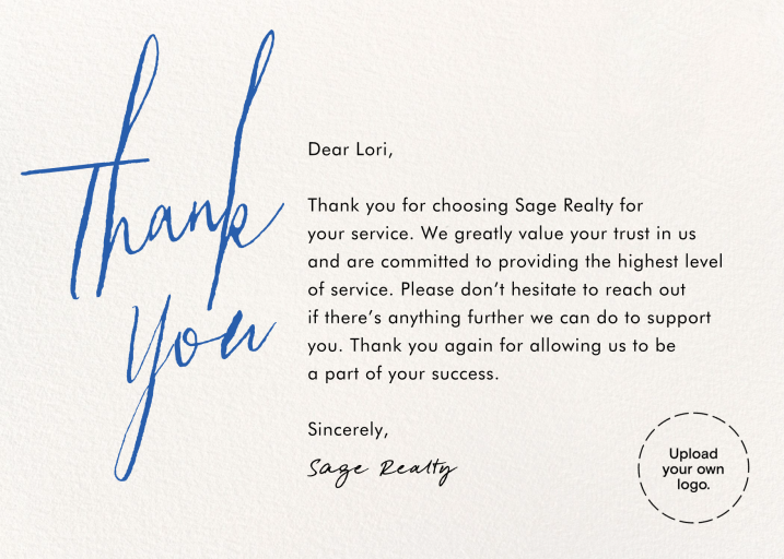 Thank You Cursive - Business Greeting Card by Paperless Post