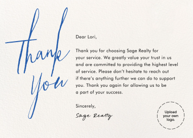 «Thank You Cursive» - Card de agradecimiento Card  Paperless Post