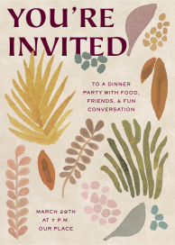 Watercolor Fronds - Fall Party Invitation by Jungalow