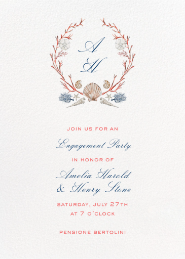 Coral Wreath (Riley Sheehey) - Bridal Shower Invitation by Dogwood Hill